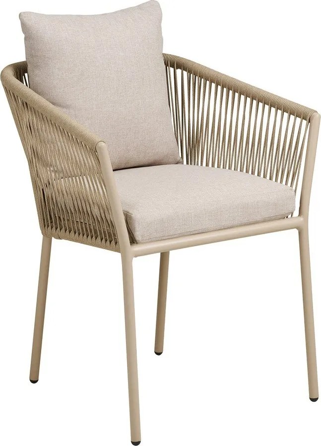 Scaun de grădină bej din metal/capitonat Salerno – House Nordic