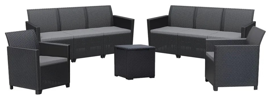 Set de mobilier de grădină Claire IV cu 8 locuri și masă de depozitare Vigo, grafit