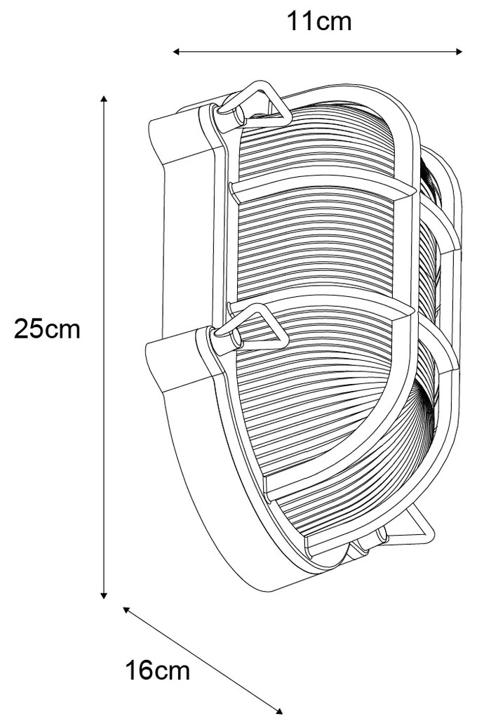 Lampă de perete de exterior argintie ovală IP44 - Noutica