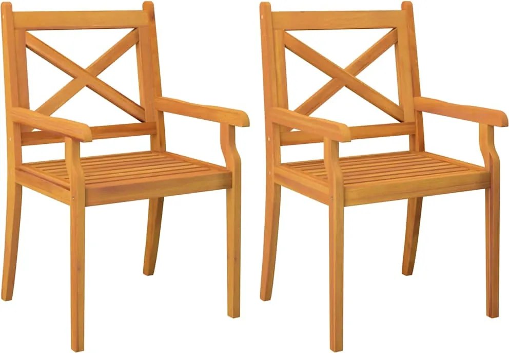 vidaXL Scaune de exterior, 2 buc., lemn masiv de acacia