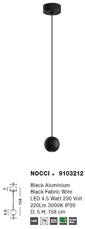 Pendul LED design modern minimalist Nocci negru NVL-9103212
