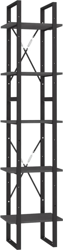 vidaXL Bibliotecă cu 5 rafturi, gri, 40x30x175 cm, lemn masiv de pin