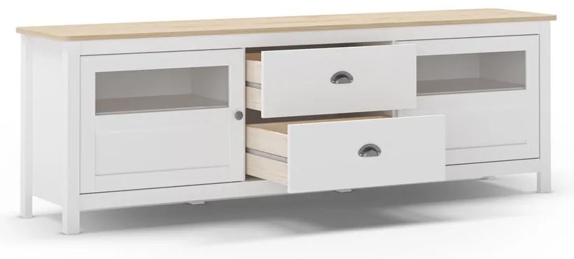 Comodă TV albă din lemn de pin 180x59 cm Misti – Marckeric