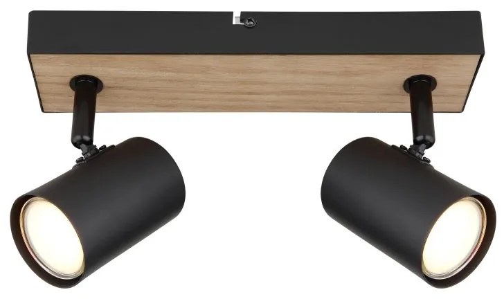 Aplica de perete / tavan 2L design industrial Robby negru, maro