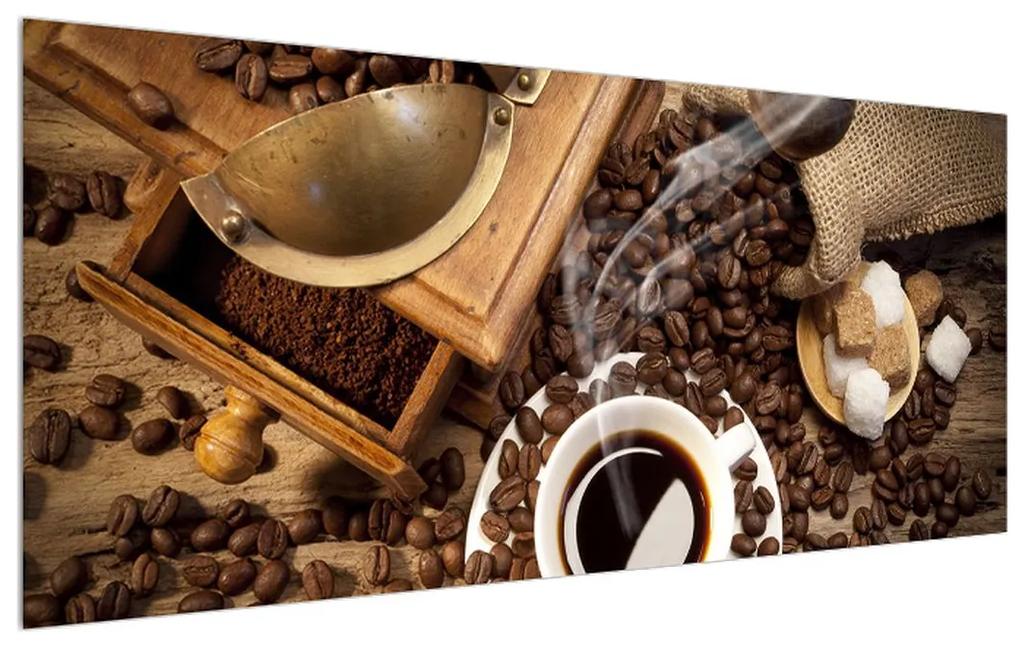 Tablou ceașca de cafea și boabe de cafea (120x50 cm), în 40 de alte dimensiuni noi