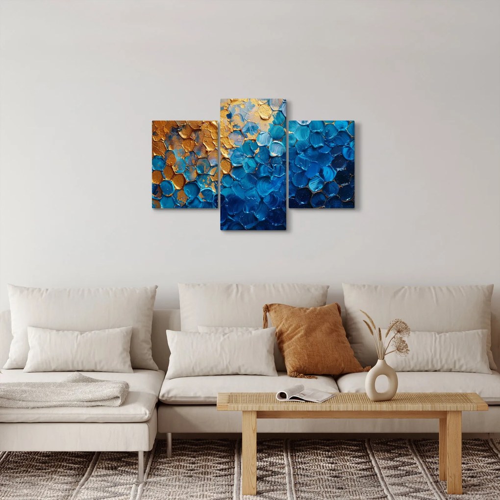 Tablou - Pictura albastru-auriu (90x60 cm)