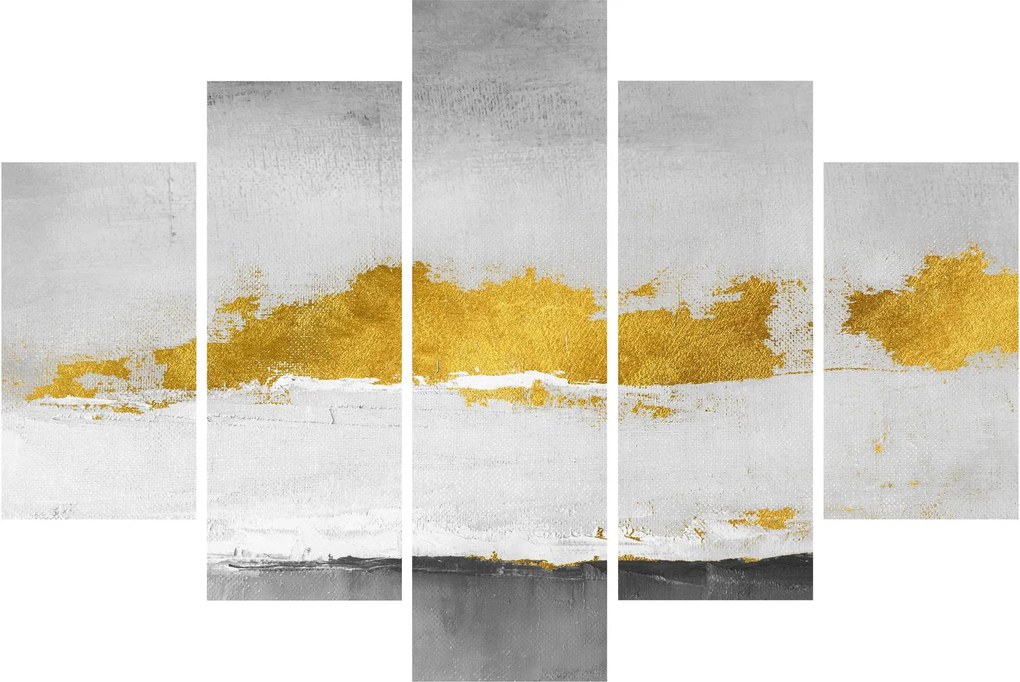 Tablou - Mișcări aurii și gri (150x105 cm)