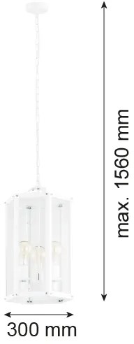 Lustră pe lanț BODRUM 3xE27/15W/230V albă Argon 1251