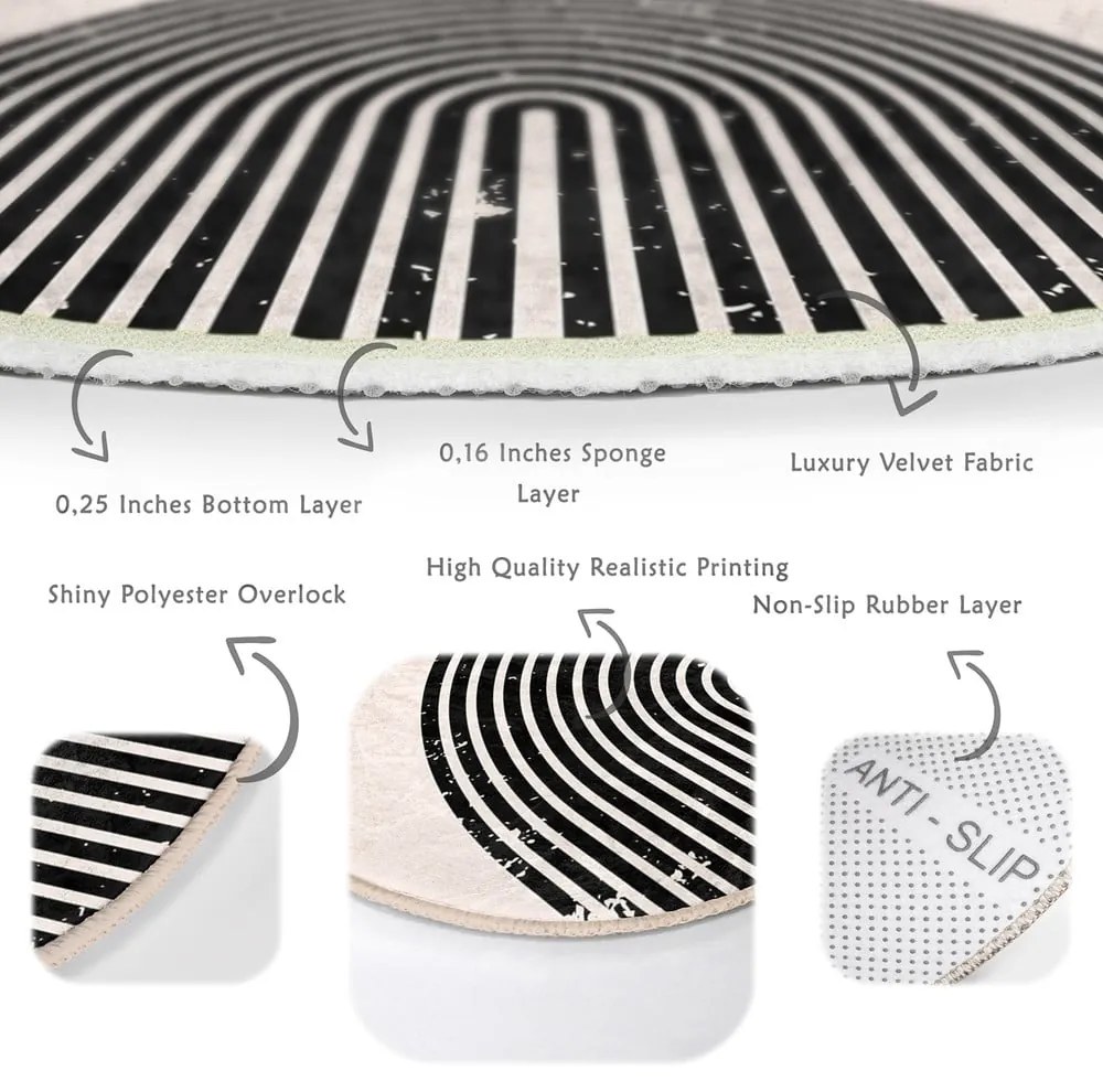 Covor rotund portocaliu-crem lavabil adecvat și pentru aspiratoare robot ø 100 cm Comfort – Mila Home