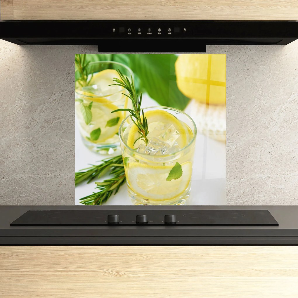Panou Sticla Bucatarie, 60x60cm, Protectie aragaz, Antistropi, Termorezistent, Alimente, Bauturi, Lemon Rosemary Drink