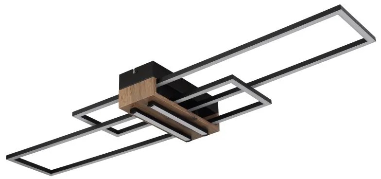 Plafoniera LED metal negru, MDF aspect de lemn DAKARI