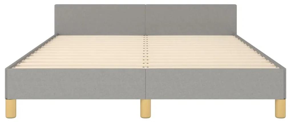 Cadru de pat cu tablie, gri deschis, 140x190 cm, textil Gri deschis, 140 x 190 cm, Design simplu