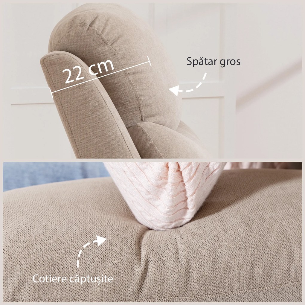 HOMCOM Fotoliu Rabatabil Manual cu Pernă Groasă, Suport pentru Picioare, 85x93x105cm, Bej | Aosom Romania