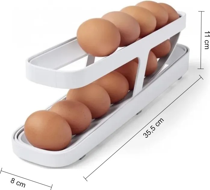 Organizator pliabil pentru ouă pentru frigider - 2 rânduri - alb