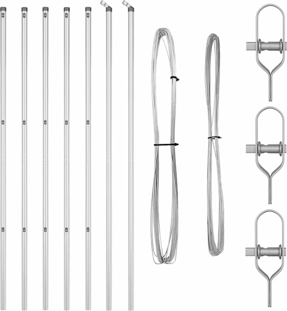 vidaXL Stâlp de gard. 7 pcs Argintiu Oțel