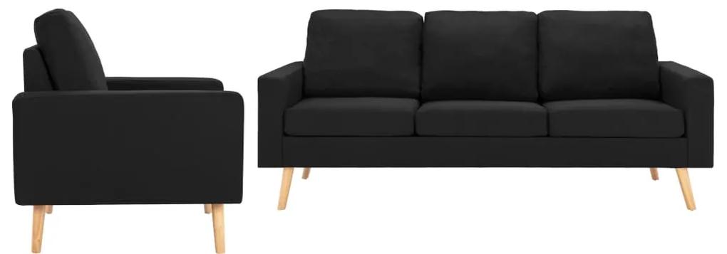 vidaXL Set de canapele, 2 piese, negru, material textil