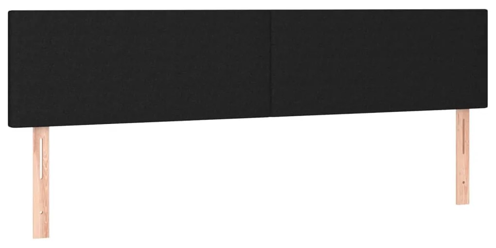 Pat cu arcuri, saltea si LED, negru, 160x200 cm, textil Negru, 160 x 200 cm, Design simplu