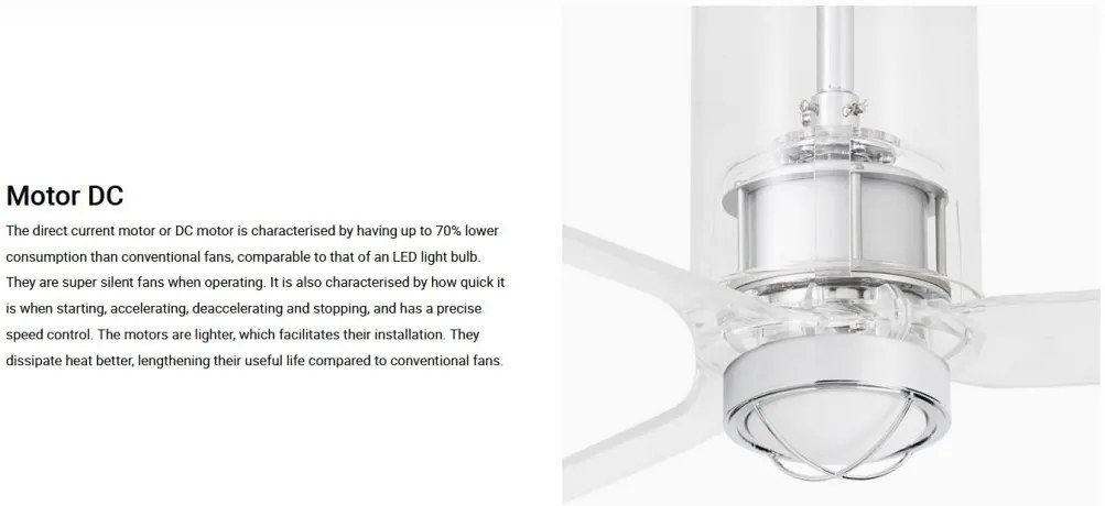 Lustra cu Ventilator si telecomanda TUBE FAN M LED transparent