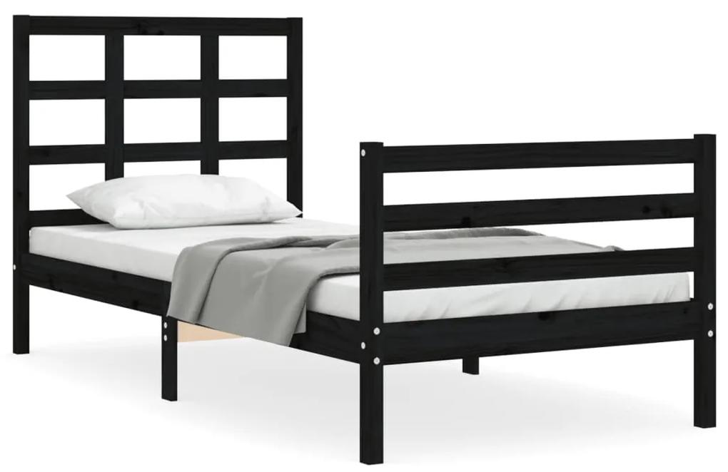 3193980 vidaXL Cadru de pat cu tăblie, negru, 100x200 cm, lemn masiv