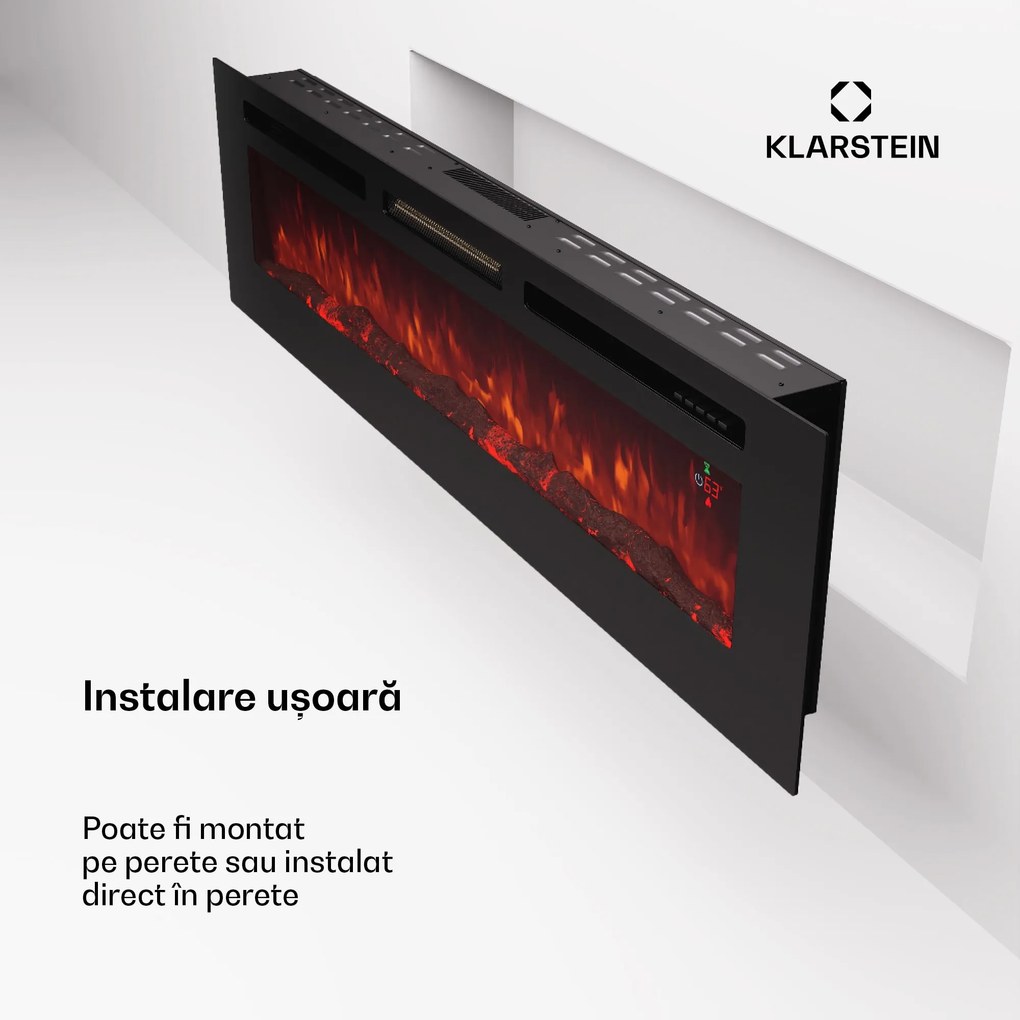 Klarstein Galeras 178, șemineu electric de perete, 1800 W, LED