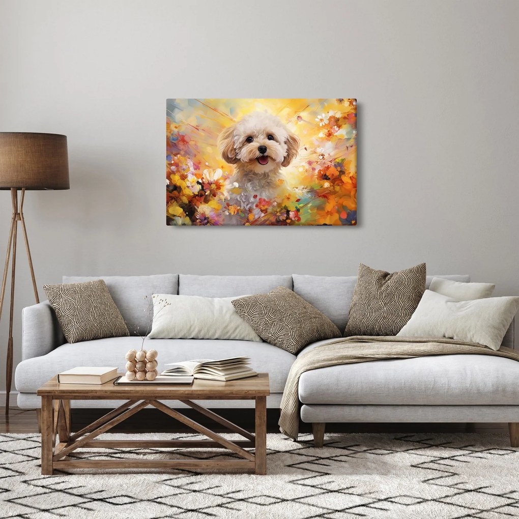 Tablou - Câine fericit (90x60 cm)
