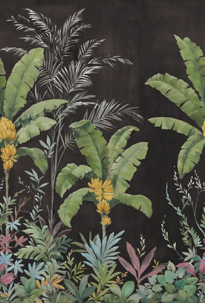 Fototapet, Banana Tree Jungle, Black, Rebel Walls