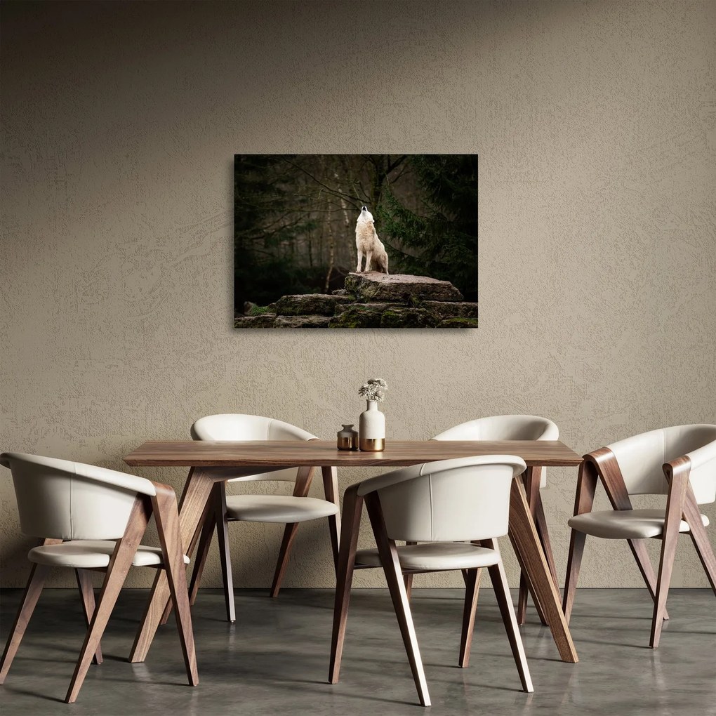 Tablou pe sticlă - Urletul lupului (70x50 cm)
