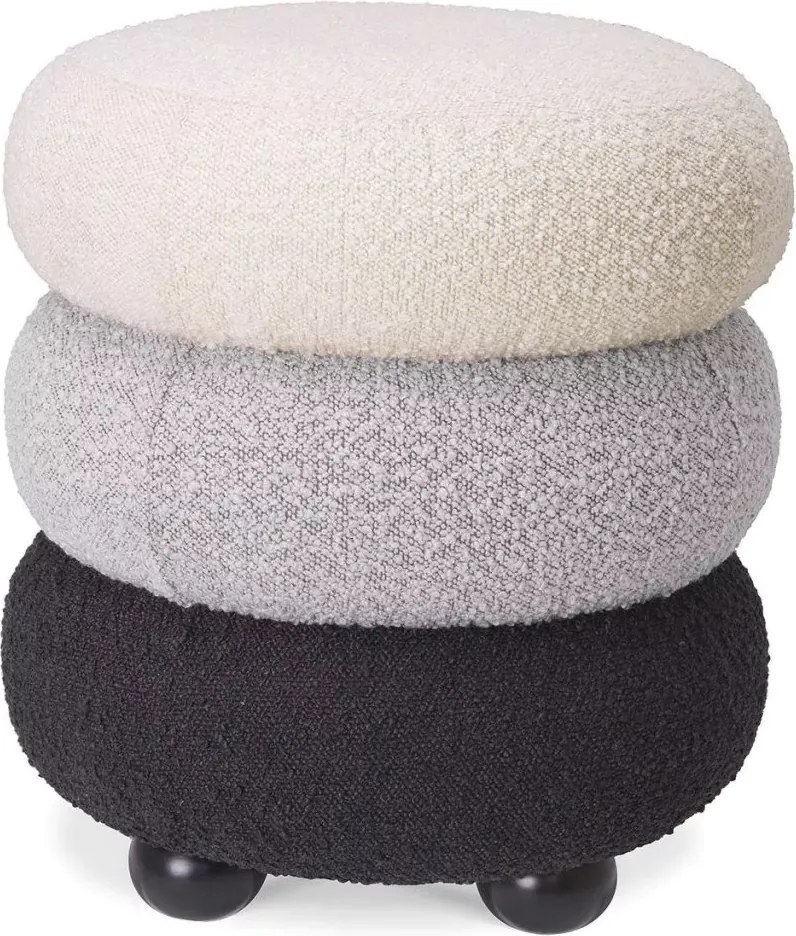 Taburete elegant design LUX Tulum, Boucle cream/ grey/ black