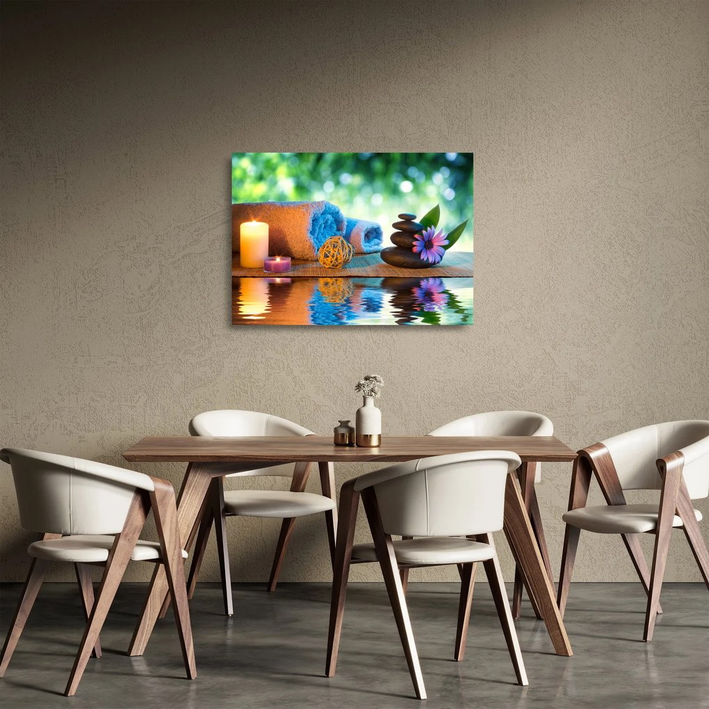 Tablou pe sticlă - Relaxare masaj pictura (70x50 cm)