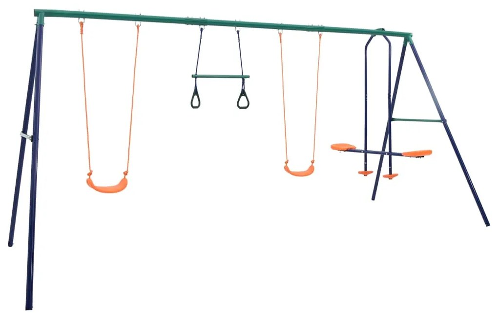 vidaXL Set de leagăne cu inele de gimnastică și 4 locuri, oțel