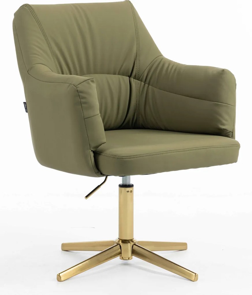 HR840CROSS Scaun Khaki Piele Ecologica Premium Soft cu Bază Aurie