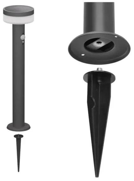 Lampă LED solară cu senzor LED/2W/3,7V 1200 mAh IP44 80 cm