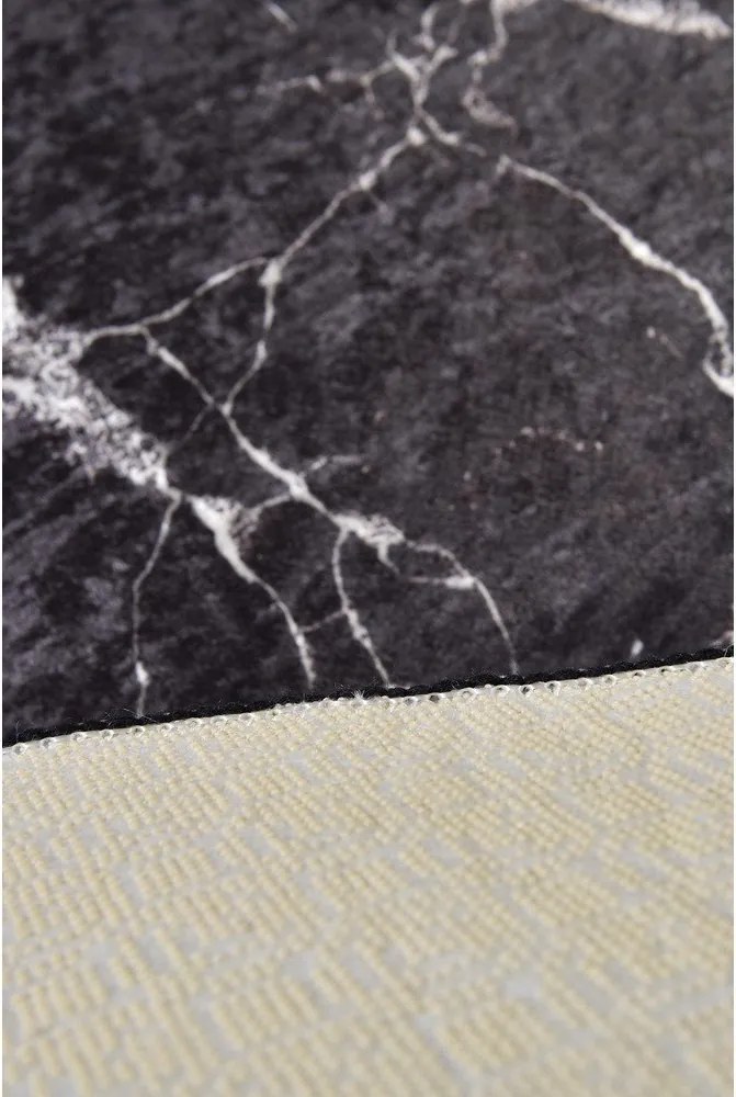 Covoraș de baie negru ø 100 cm Marble – Foutastic