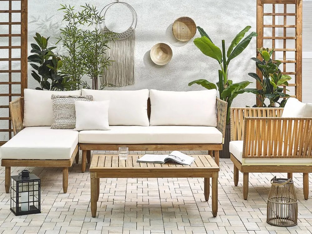 Set mobilier de grădină Crema (lemn deschis). 1078513