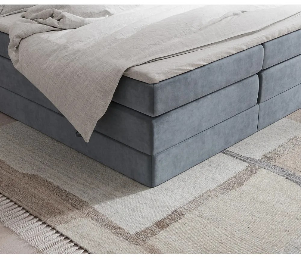Pat boxspring gri închis cu spațiu de depozitare/fără tăblie 140x200 cm Juniper – Maison de Rêve