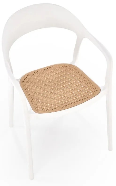 Scaun plastic K530 alb/natur