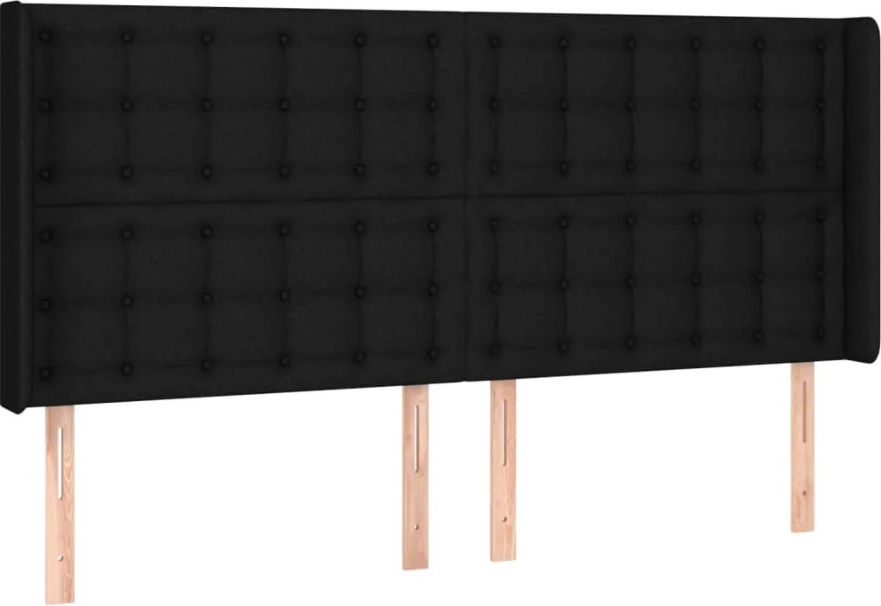 vidaXL Tăblie de pat cu aripioare, negru, 203x16x118/128 cm, textil