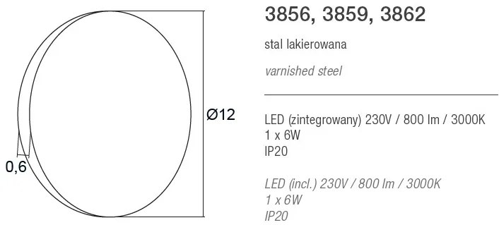 Aplica de perete cu lumina ambientala LED OREGON alb, 12cm