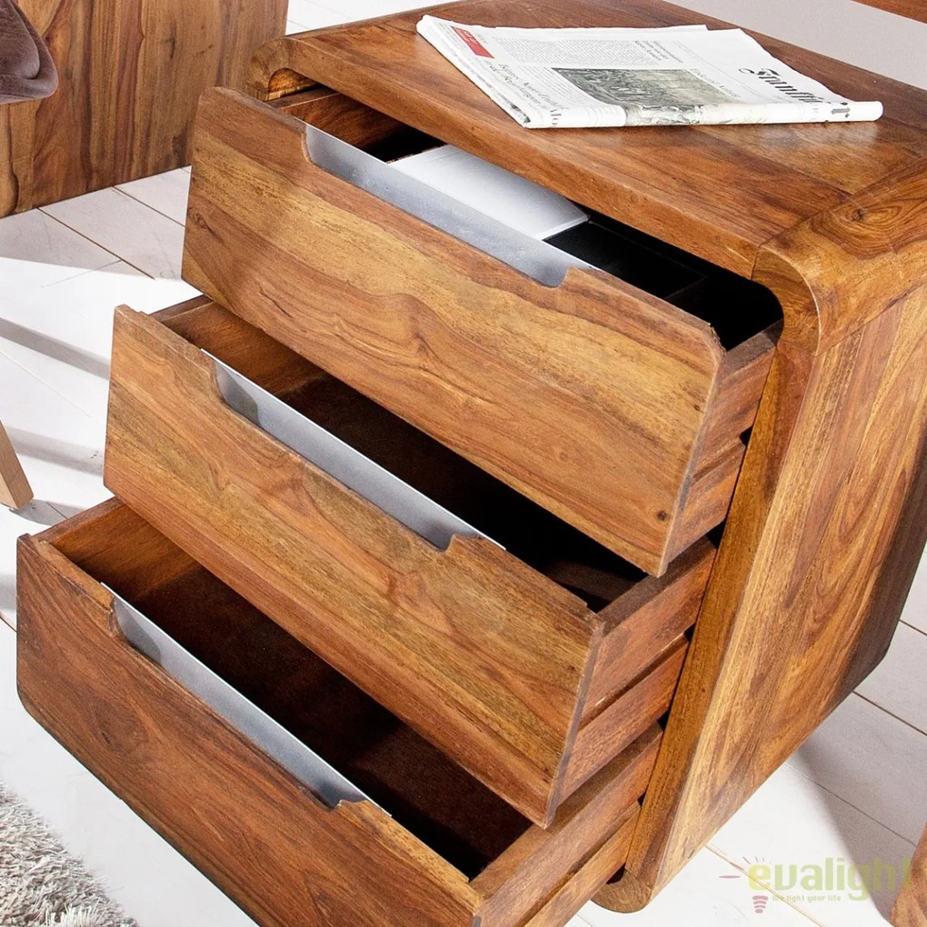 Dulap cu sertare si role, colturi rotunjite din lemn de trandafir Goa 60cm A-35896 VC