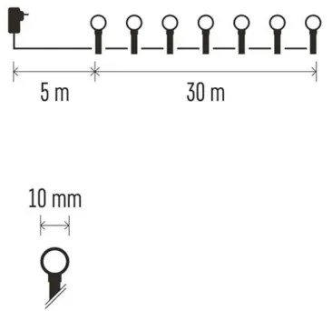 Ghirlandă LED, 300 LED-uri, 8 funcții, 35 m, IP44, alb cald