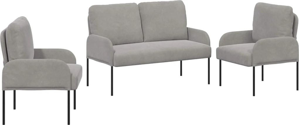 vidaXL Seturi de canapele 3 pcs Gri deschis 115 x 56 x 80 cm placaj