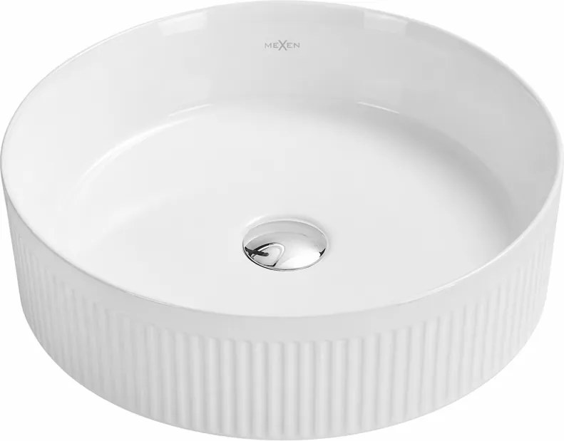 Mexen Grovo chiuvetă suprapozitată cu caneluri 39 x 39 cm, albă - 22303900