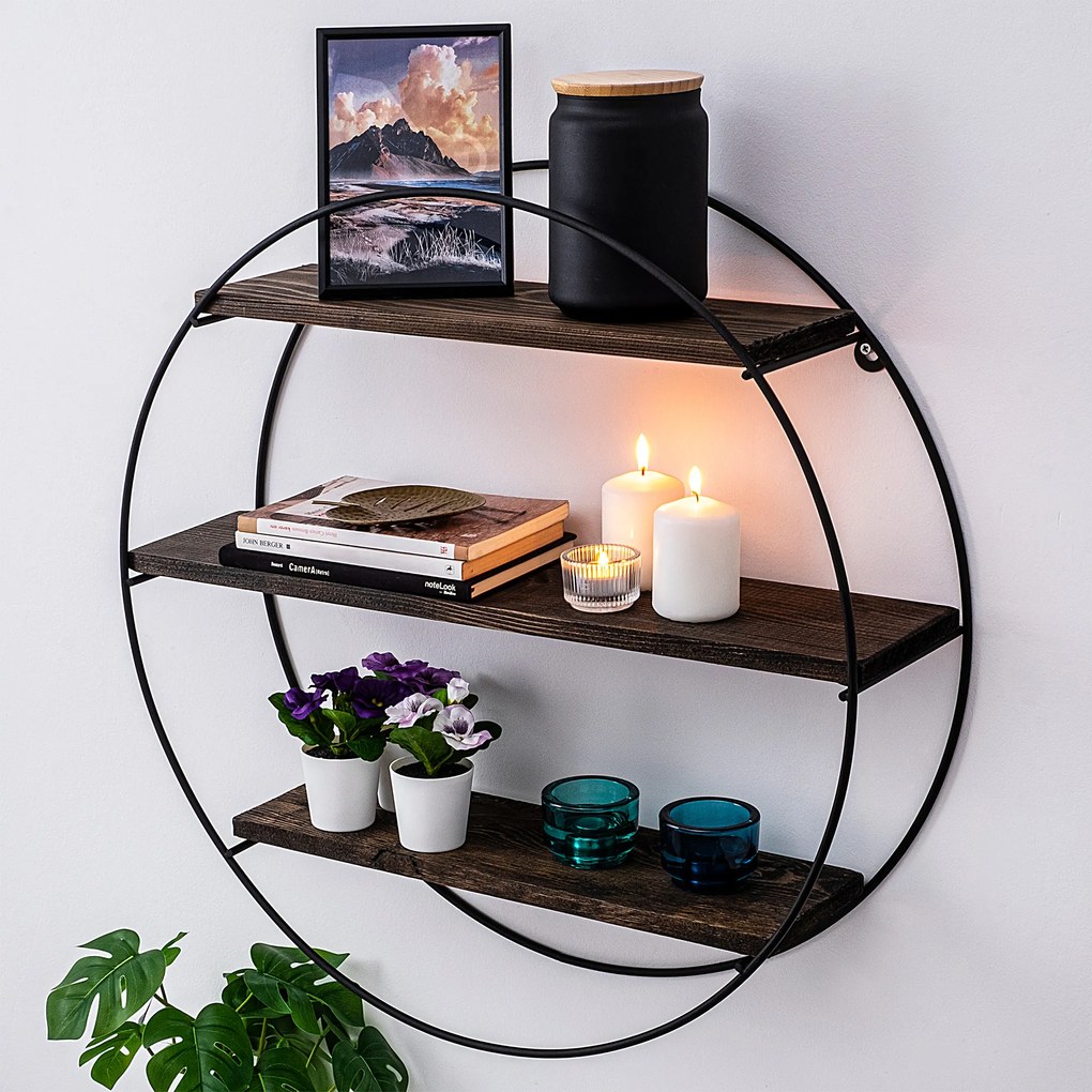 Raft de perete, Hanah Home, Culoare: Negru Nuc