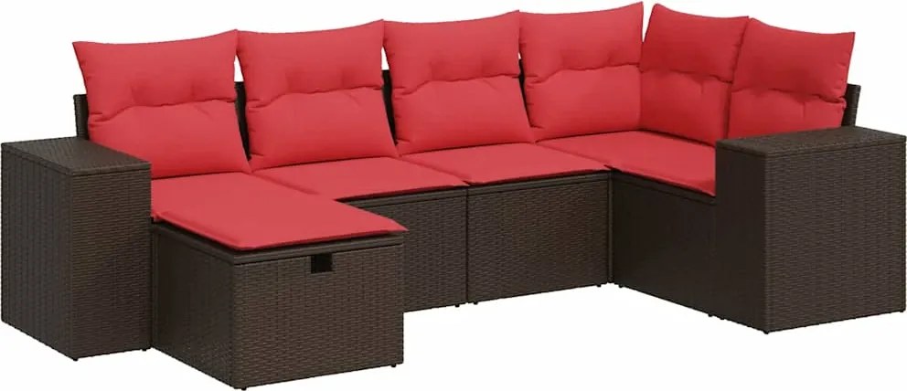 vidaXL Set canapele de grădină cu perne, 6 piese, maro, poliratan