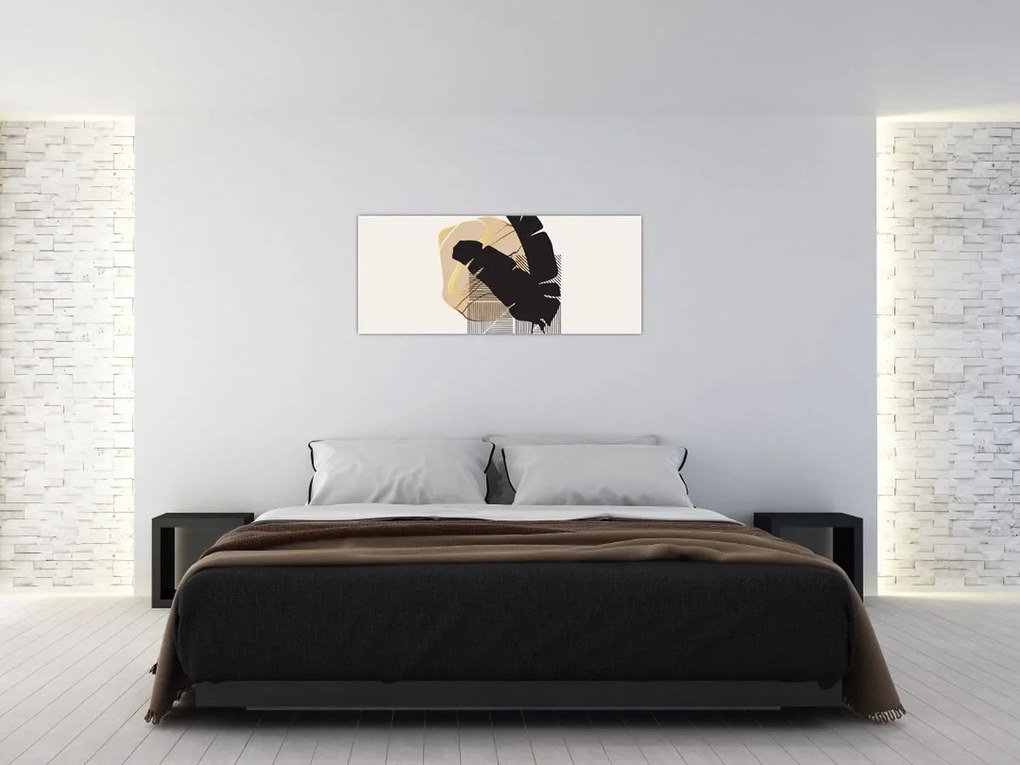 Tablou - Abstracție cu frunze tropicale N⁰4 (120x50 cm)