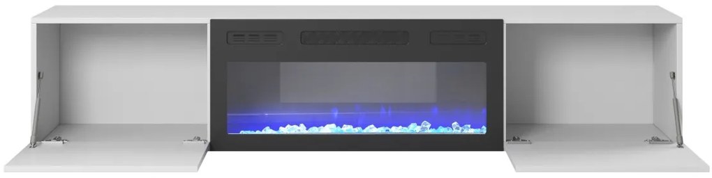 Comoda TV alba Livo RTV 180 cu semineu