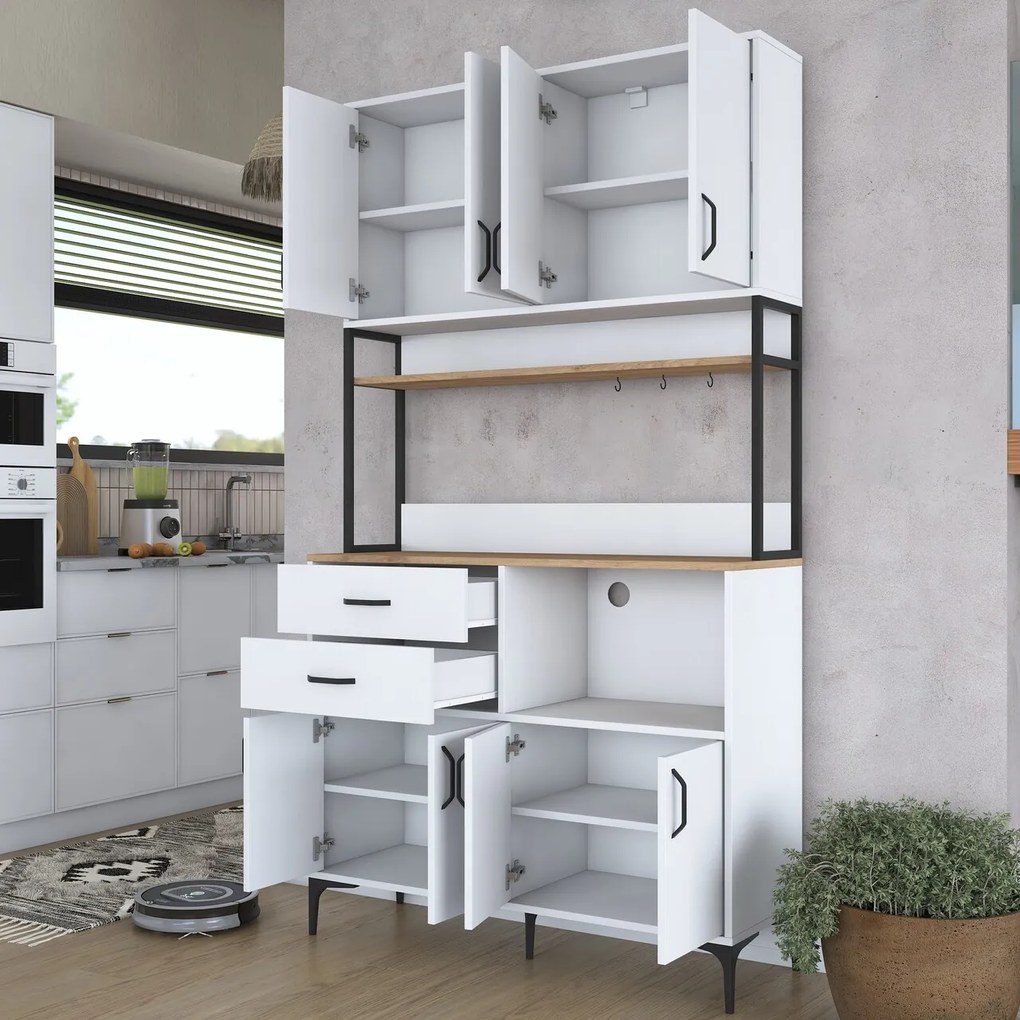 Dulap multifunctional, Hanah Home, JE180, 120x218.6x40 cm, Nuc/Alb