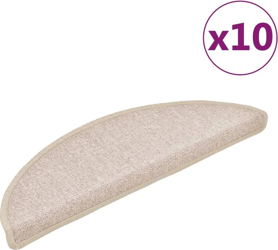 vidaXL Covorașe scări, 10 buc., 56x17x3 cm, semirotunde, gri taupe