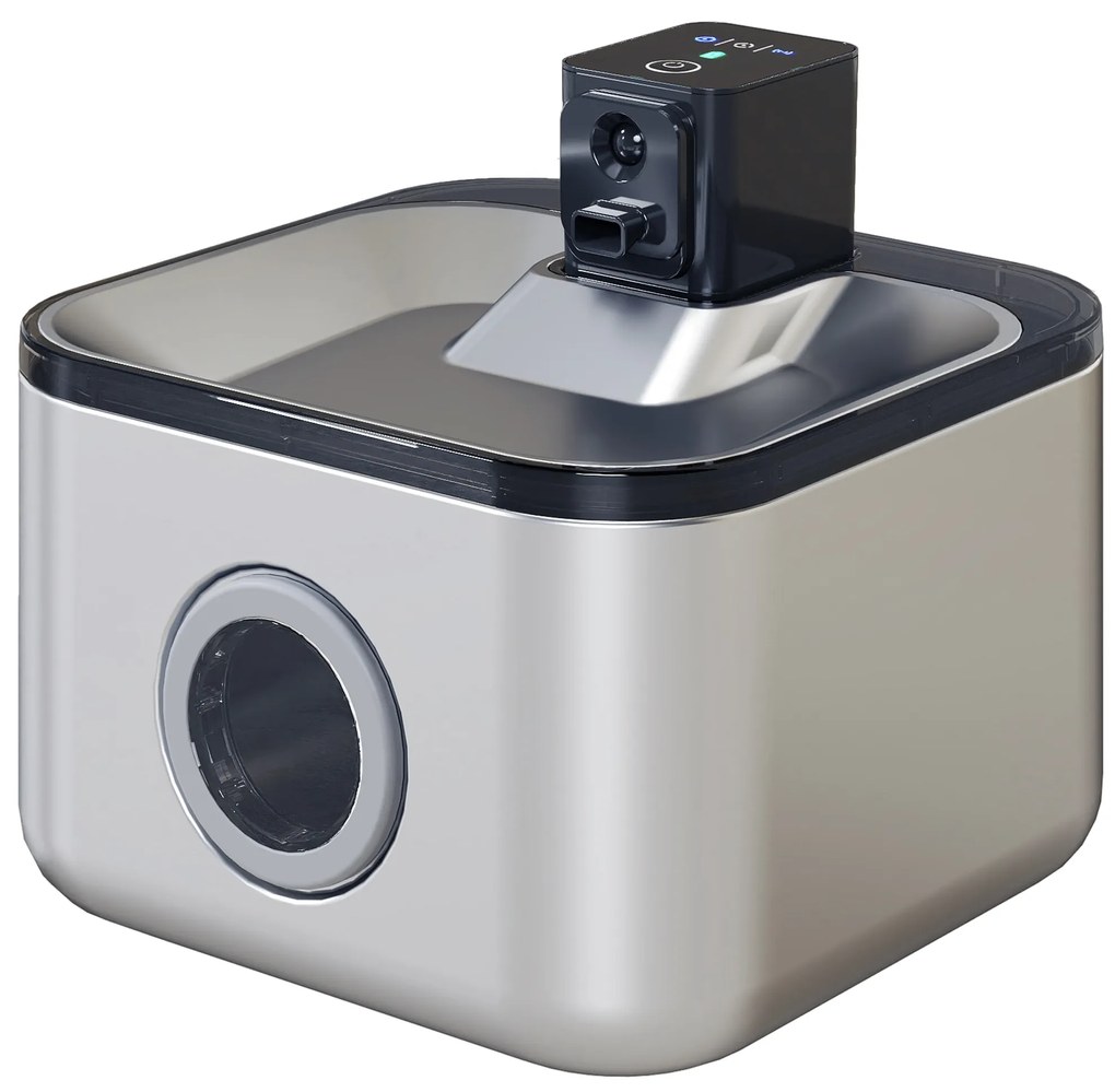 PawHut Fântână Automată pentru Pisici 4,2L din Oțel Inoxidabil, Silențioasă, Filtru 3 Etape, Încărcător USB, Argintiu | Aosom Romania