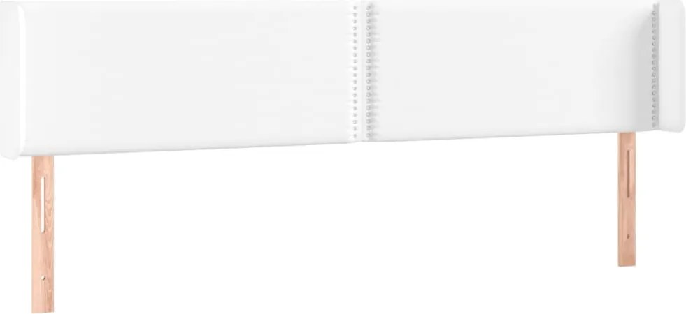 vidaXL Tăblie de pat cu aripioare alb 203x16x78/88 cm piele ecologică